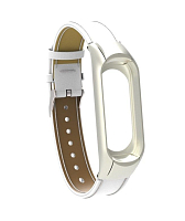 Кожаный ремешок для Xiaomi Mi Band 4 (Белый) — фото